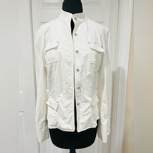Tahari White Utility Jacket Sz M